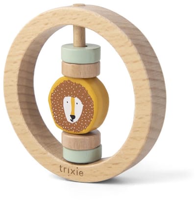 Trixie Houten Ronde Rammelaar - Mr. Lion- Eerste speelgoed baby - Kraamcadeau - Voor Jongens & Meisjes