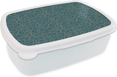 Broodtrommel Wit - Lunchbox - Brooddoos - Patroon - Golven - Spiraal - 18x12x6 cm - Volwassenen