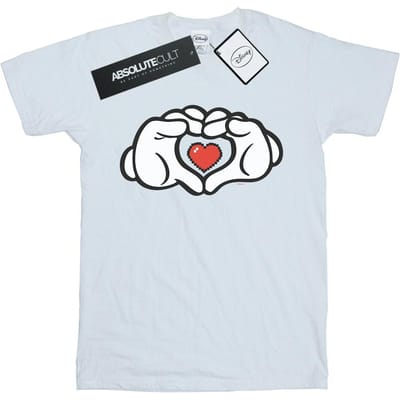Disney Heren Mickey Mouse Hart Handen T-Shirt (Wit)