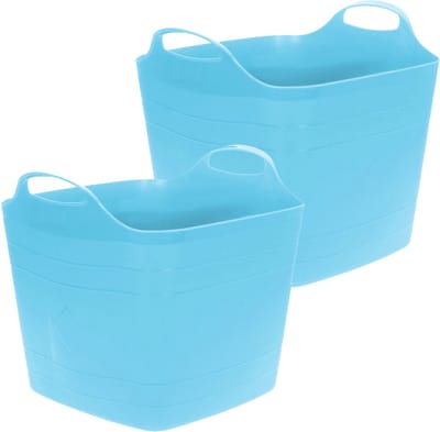 Excellent Houseware Flexibele emmer - 2x - blauw - 15 liter - kunststof - vierkant - 30 x 29 cm