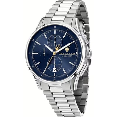 Maserati watch - R8873624004 - Sorpasso - chronograaf - zilver - blauw - roestvrijstaal - heren - horloge - 42 MM