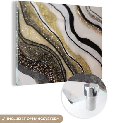 MuchoWow® Glasschilderij 40x30 cm - Schilderij acrylglas - Edelsteen - Abstract - Marmer - Natuur - Foto op glas - Schilderijen