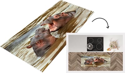 Keukenloper - Loper keuken - Nijlpaard - Dieren - Water - 120x50 cm - Keukenloper vinyl