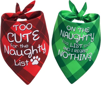 Kersthondenbandana's grappig, hondenkerstsjaal, 2 stuks, huisdieren kerst geruite decoratie voor middelgrote en grote honden