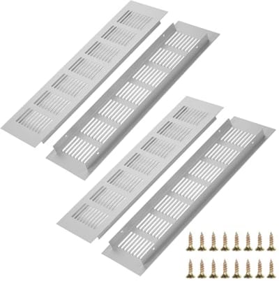 Ventilatieroosters 4 stuks, rechthoekig, 80 mm x 300 mm, voor schoenenkast, badkamer en keuken