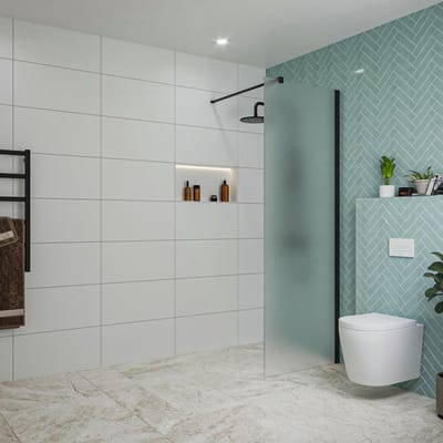 FugaFlow Eccelente Vetro inloopdouche badkamer - 70x200cm - mat glas - wandarm - mat zwart