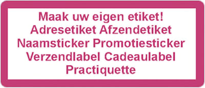 Adressticker - roze - roze tekst - 250 stuks - 21x48mm - rechthoek - gepersonaliseerd - met eigen tekst