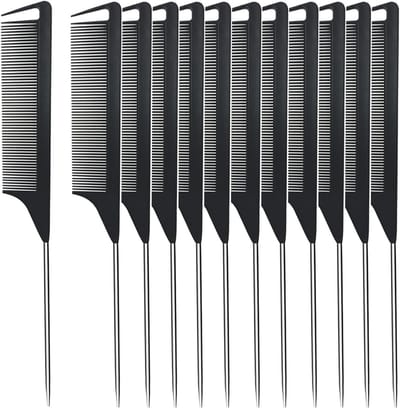 12x Metalen Vlechten Kammen - Fijne Punt Kammen voor Scheiden, Krullen en Haarstyling