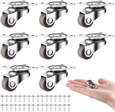 Dailygoods- Meubelwielen 360 Graden - Zwenkwielen - Transportroller - Meubelwieltjes - Lichtgewicht - Rubber/RVS. - Transportwielen