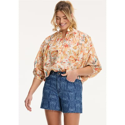 Shiwi Evelyn Blouse Fruity Blues Orange Fruity Blues Size: S/M | Blouses Outlet | Dames | Beige
