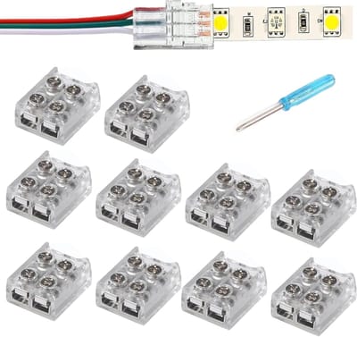10 Pakketten Draadconnectoren voor LED-strips, Inclusief Schroevendraaier, Soldeervrij voor 5050 en 3528 SMD, Snelle Verbinding voor Woonkamer en Slaapkamer