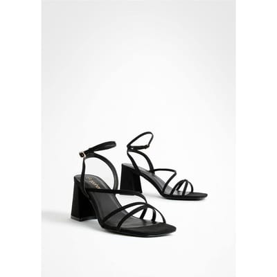 boohoo Dames Mid Blokhak Sandalen met Bandjes | Black | Maat: 3