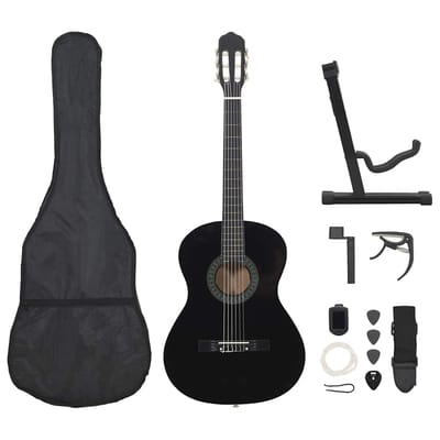 vidaXL - 12-delige - Gitaarset - klassiek - beginner - 4/4 - 39" - zwart