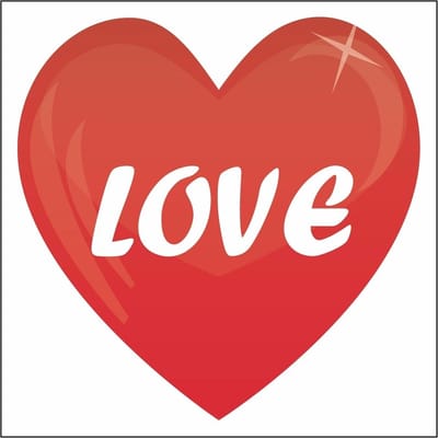 Love rood hartje sticker - 10 x 10 cm - Rood op wit - Valentijn thema - Wijnfles en cadeau etiket - Versieringen - Bruiloft - Liefde