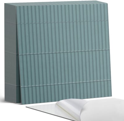 Coloray Plaktegels - Parallelle verticale strepen Zelfklevende Tegels - 20 cm x 20 cm - Turkoois Plaktegels - 20 stuks - Vierkant PVC Tegels - Plaktegels Badkamer - Plaktegels Vloer - Vinyltegels Vloer Zelfklevend - Wandtegel Zelfklevend