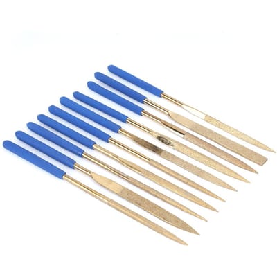 10 Delen Set 5x180mm Titanium Gecoat Staal Diamant Naaldvijlen Set voor Vijlen Snijden beige