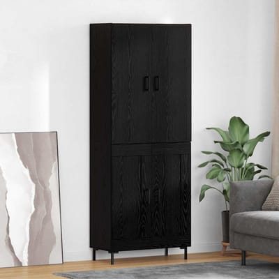 vidaXL Highboard Zwart Eiken 69,5 x 34 x 180 cm Bewerkt hout