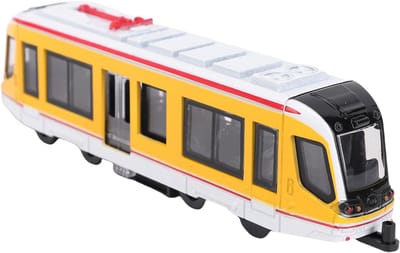 Speelgoedtreinset - Modelspoor - Kinderspel - Trek-terug mechanisme - 20.5 cm - Geel