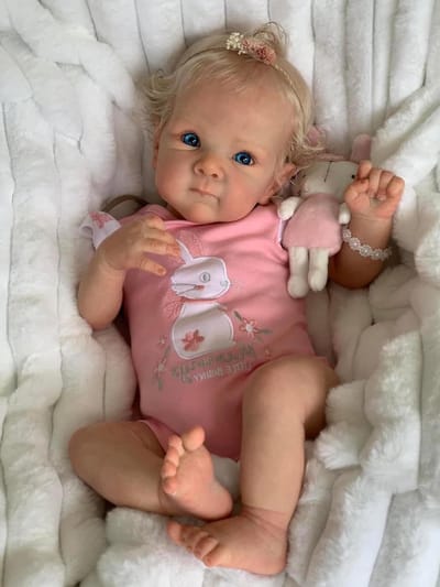 Reborn babypop - Levensgetrouwe pop - Fantasierijk spelen - Realistische gelaatstrekken - 45 cm - Roze