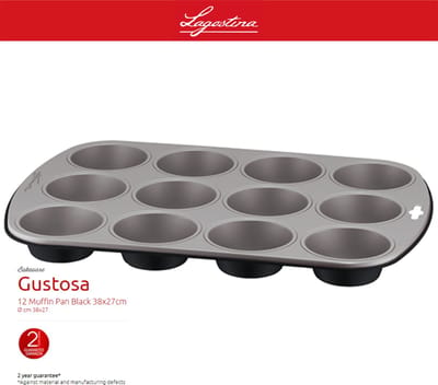 Lagostina Gustosa Hoogwaardig Muffinbakvorm Voor 12 Muffins Zwart - 38 x 27 cm