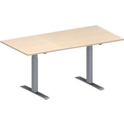 Schäfer Shop  Genius Vergadertafel MODENA FLEX, in hoogte verstelbaar, rechthoekige vorm, T-poot rechthoekige buis, B 1600 x D 800 mm, esdoornpatroon