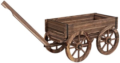 Grote Houten Plantenbak - Luxe Bloembak met kruiwagen - Tuinbed - Kweekbak - Moestuinbak - voor Buiten, Terras, Tuin & Balkon - voor Groenten, Bloemen & Kruiden - Weerbestendig - 120 x 41 x 50 cm - Bruin