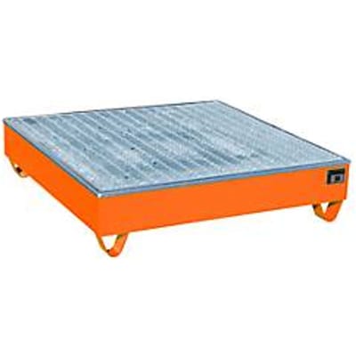 BAUER AW-4/A/PE opvangbak met rooster, 211 l, B 1215 x D 1215 x H 290 mm, oranje