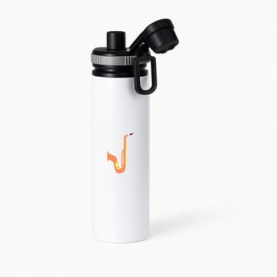 Hacebo® - Saxofoon waterfles met draaidop grijs - Muziek - Muzikanten - Instrument - blaasinstrument - muzikanten - water fles - 850ML