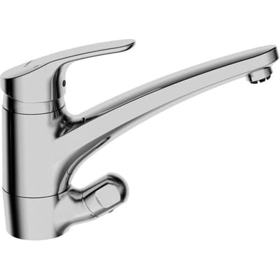 Hansamix single-hole sink mixer, for open hot water heaters and with appliance shut-off valve 01211183