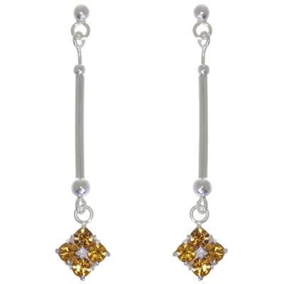 Behave – Oorbellen – 925 Sterling Zilveren langwerpige Oorstekers met Bruine Topaz Kristal steentjes