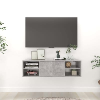 vidaXL - Wandschap - 102x30x29 - cm - bewerkt - hout - betongrijs
