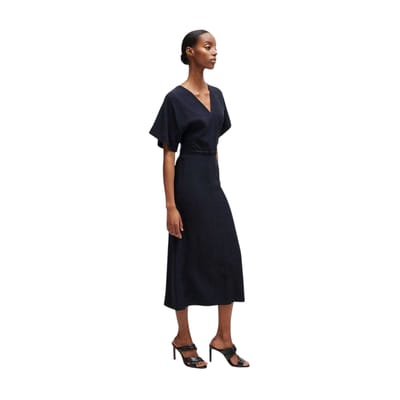 Boss A-lijn midi-jurk met kimono-mouwen voor dames (Donkerblauw)