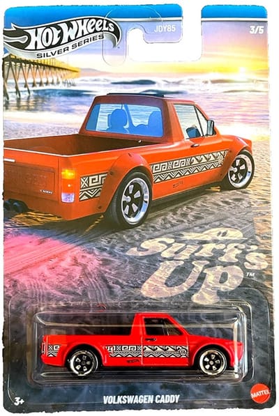 HOT WHEELS VW VOLKSWAGEN CADDY PICKUP RED MATT 1:64 HW VINTAGE SILVER SERIES SURF'S UP 3/5