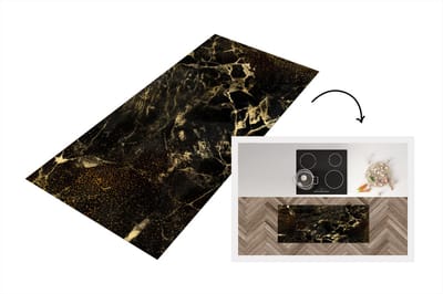 Keukenloper - Loper keuken - Goud - Zwart - Abstract - 120x50 cm - Keukenloper vinyl
