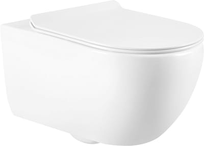 Mexen Carmen wandcloset Rimless met slanke, zacht sluitende duroplast zitting, glanzend wit - 3088L4000