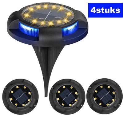 (4 stuks) Solar Grondspot -Tuinverlichting op zonne energie-ABS Grond Spots-Zonne grondverlichting-op Zonne-energie met Buiten Verlichting Tuinverlichting- Buitenverlichting Tuinlamp