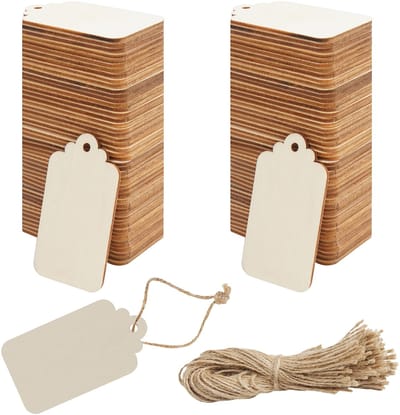 Allecto - Onbewerkt Houten Blanke DIY Hobby Tags - Creatieve Labels - Natuurlijke look - Perfect voor Geschenken - 100 Stuks - Ideaal voor Huwelijk...