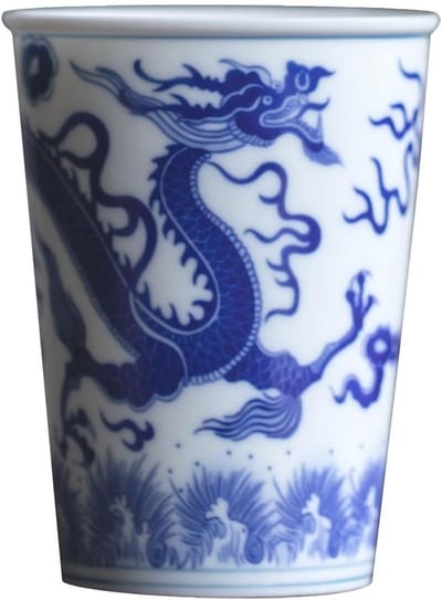 Chinese vintage theekop van keramiek met deksel en zeef, porseleinen theebeker voor thee, koffie en als cadeau voor liefhebbers