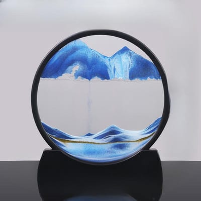 Peinture de Sable Mouvant Ronde 3d Sablier Dynamique Tridimensionnel Décoration de Maison Cadeaux Cadeau Homme et Femme Décorations Décoration de Bureau Salon 12 inch round blue