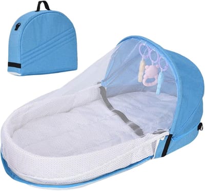 Draagbaar Reisbed voor Baby's met Matras en Muggennet - 2-in-1 Opvouwbare Wieg voor Pasgeborenen