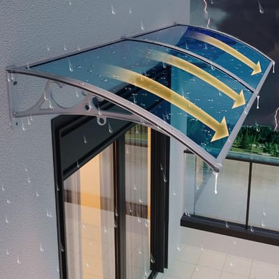 Terrasluifel - Veranda dakbedekking - Bescherming tegen zon - UV-regenbestendig gebogen ontwerp - 60x70cm - Blauw