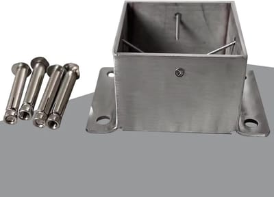 Hekpaal Houder - Paalanker Houtbevestiging - Terras Verankeren - Roestbestendig Staal - 4 mm dik - Zilver