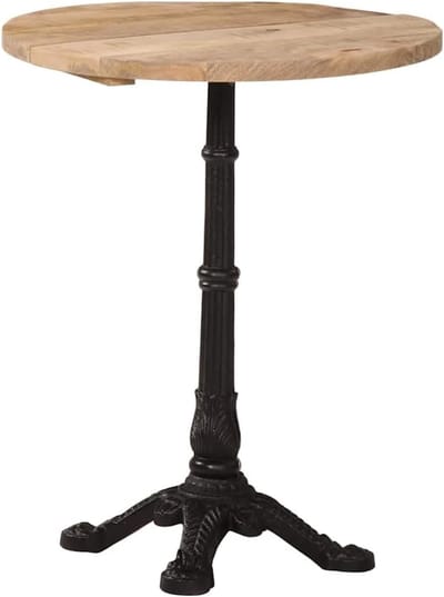 Bistrotafel Mangohout - Hoge Tafel Bar - Binnen Terras - Natuurlijke Houtnerf - 60x76cm Rond - Natuurlijk