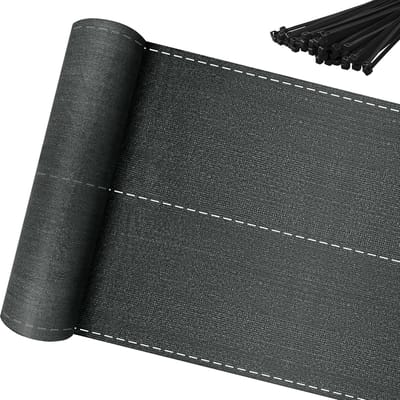 10m Lang Antraciet Windnet voor Buiten, 100cm Hoog Tuininkijkbescherming, Hekscherm van 150g/m² HDPE-Weefsel, UV-Gestabiliseerd en Weerbestendig Schaduwnet met Gaten en Kabelbinders (totale 10m²), NAIZY