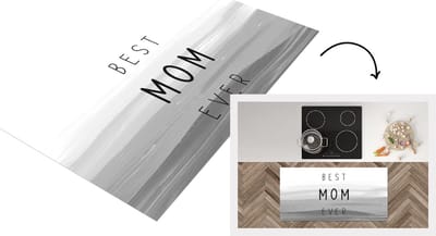 Keukenloper - Loper keuken - Best mom ever - Moederdag - Mama - Mam - Cadeau Moederdag - zwart wit - 120x60 cm - Keukenloper vinyl