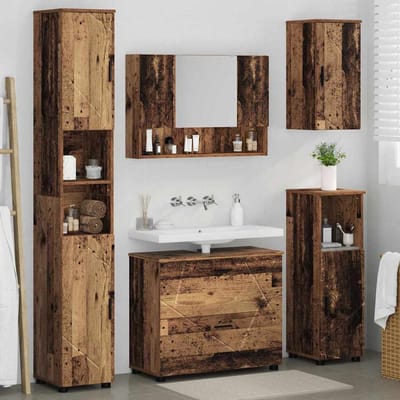 vidaXL - Badkamermeubel - Set - 5 - pcs - Oud - Hout - Samengesteld - Hout - en - Metaal