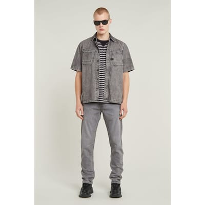 G-Star Slanted Double Pocket Regular Shirt S/s Sun Faded Graphite G Maat: M | Casual Overhemden Outlet | Heren | Grijs