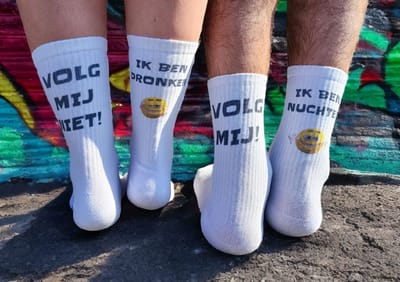 LuckyDay socks- Festival sokken - SET - Trendy nu - Trendy - Verjaardag cadeau - Vrolijke sokken - Witte sokken - Tennis sokken - Sport sokken - Party sokken - Valentijns cadeau - Sokken met tekst - Aparte sokken - Grappige sokken - Maat 37-44