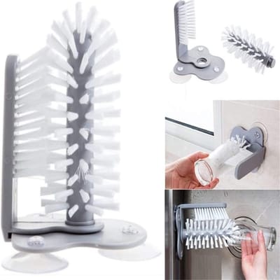 Dailygoods- Flessenborstel - Dubbelzijdige Borstelkop - Glazenwasborstel - BPA-vrij - Voor Waterflessen/Bierflessen - 360-graden Reiniging - Glazenborstel