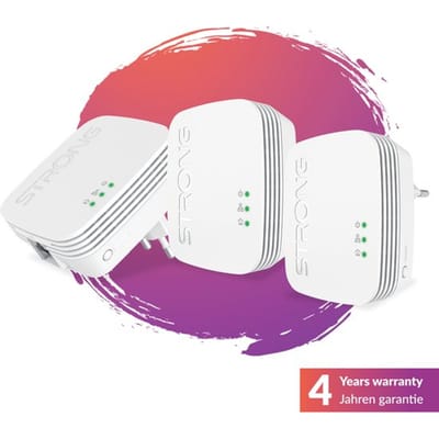 STRONG - Powerline 600 Kit Mini - Trio Prises CPL - Powerline Kit - 600 Mbps - Elke Box/Router Compatibel - 1 Ethernetpoort - Snelle Plug & Play Installatie - Overal Breedband Internet Toegang - Wit - 4 jaar garantie